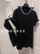 yinkekee(4.11上新)韩版洋气简约重工，光版短袖t恤女