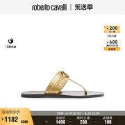 rc女士凉鞋金属，感皮革平底凉鞋robertocavalli