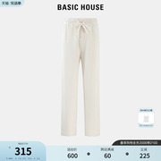 Basic House/百家好针织阔腿裤女春季高腰百搭直筒休闲裤