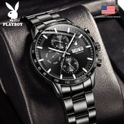 品牌全自动机械气质商务男士手表夜光男表精钢钢带日历国产腕表