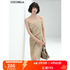 COCOBELLA设计感捏褶蕾丝吊带裙夏精致女人味开叉连衣裙FR620