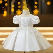 儿童礼服公主裙花童婚礼小女孩，礼服钢琴主持人礼服女童生日蓬蓬裙