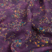 紫色高端天丝苎麻面料上衣布料，数码印花显瘦夏季连衣裙中国风长裙