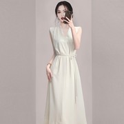 高级感气质白色连衣裙，长裙2023秋冬女装，法式高端精致显瘦裙子