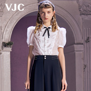 vjc威杰思春夏法式泡泡袖，复古衬衫宫廷风拼接通勤上衣女装