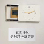 现代简约电表箱装饰画带钟表挂钟，电闸遮挡挂画配电箱时钟免打孔