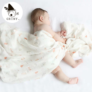 griny婴儿纱布被子夏季薄款初生，竹棉包巾新生儿用品，抱被宝宝盖毯
