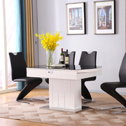 现代简约小户型电磁炉，餐桌椅组合可伸缩折叠一桌六椅钢化玻璃客厅