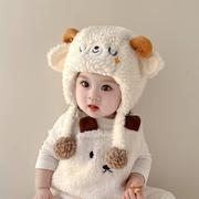 宝宝帽子婴儿秋冬款毛绒帽，男女童可爱超萌女孩，加厚保暖冬季护耳帽