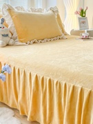 春秋季牛奶绒床裙单件珊瑚绒法兰绒床罩床单床垫保护套夏天可机洗