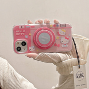 启乾 磁吸壳凯蒂猫相机支架iPhone15手机壳适用苹果14/13promax硬壳12少女心11粉色可爱哈喽HelloKitty