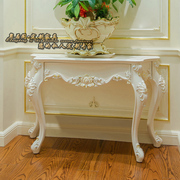 定制欧式实木玄关桌装饰桌白色，家用别墅雕花客厅，半圆门厅桌边桌玄