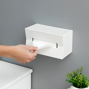 卫生间纸巾盒壁挂式纸巾架厨房用纸收纳盒厕所抽纸盒挂式免打孔