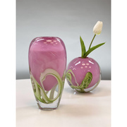 粉色厚重炫彩琉璃小花瓶桌面玻璃摆件工艺品家居装饰品水培绿植