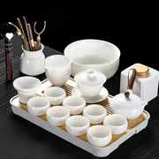 白瓷茶具套德化羊脂玉，功夫茶具套装家用泡茶盖碗，茶杯整套一件代发