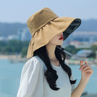 防晒夏季遮脸太阳，韩版渔夫帽黑胶
