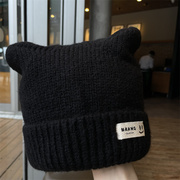 毛线帽男女2023秋冬季针织帽可爱猫耳朵，帽子保暖冷帽潮