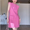 高级感轻奢气质玫粉色连衣裙，无袖背心包，臂裙小香风2024夏装