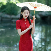 新中式新娘结婚年轻红色礼服敬酒服连衣裙日常高级感改良旗袍