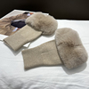 韩国獭兔毛配针织手套女士可爱露指毛毛手筒冬季皮草连指手套气质