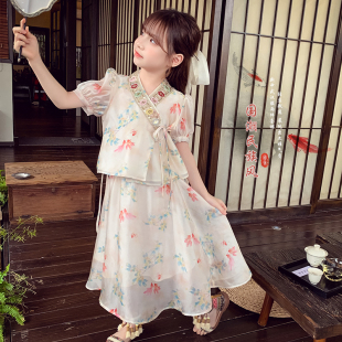 女童汉服连衣裙夏装，2024洋气儿童中国风套裙，小女孩公主两件套