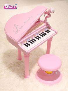 宝丽儿女童电子琴带麦克风孩钢琴，宝宝早教益智具1-3岁可供玩电源
