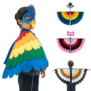 儿童猫头鹰黄鹂动物小鸟孔雀翅膀披风装扮道具走秀表演服装万圣节