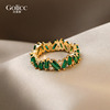 祖母绿戒指女小众设计ins潮轻奢，高级感时尚，个性复古宝石食指指环