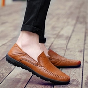 品牌夏季男士豆豆鞋潮流韩版百搭英伦真皮，懒人一脚蹬软皮休闲皮鞋