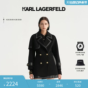 karllagerfeld卡尔拉格，斐春夏新拼接系带中长款羊毛大衣老佛爷