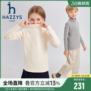 hazzys哈吉斯(哈吉斯)童装男女童打底衫2023秋季中大童高领舒适针织衫