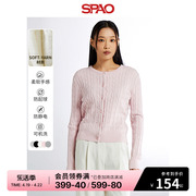 spao韩国同款2024年春季女士长袖圆领开衫毛衣spcke12w02