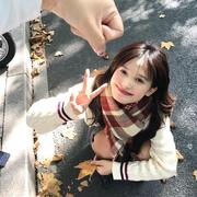 经典英伦复古红色格子围巾女秋冬季韩版百搭双面千鸟格围脖氛围感