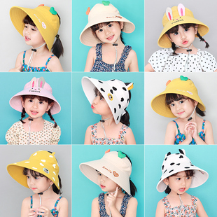 儿童防晒帽遮阳帽女童宝宝帽子，夏季大帽檐，小孩男童空顶小童太阳帽