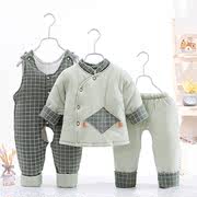 婴儿棉衣套装新生儿衣服秋冬季棉袄加厚0-1岁男女3宝宝冬装三件套