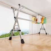 折叠晾衣架落地室内家用阳台卧室不锈钢，室外凉伸缩杆式晒被子神器