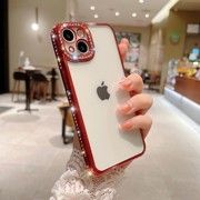 红色镶水钻适用苹果14promax的手机壳，iphone13promax高级感11透明全包xrx防摔12高档女款新年网红78plus