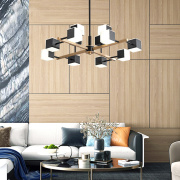 。欧普照明吊灯现代简约客厅餐厅卧室个性黑白创意几何方块魔