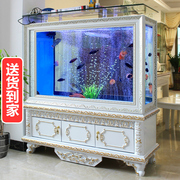 欧式鱼缸水族箱长方形客厅家用屏风大型底滤金鱼缸玻璃懒人免换水