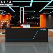 酷炫吧台收银台黑色健身房，台球厅工作室电竞馆，酒店前台接待台柜台