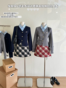 韩版学院风减龄淑女衬衫领拼接假两件慵懒宽松百搭洋气针织上衣女