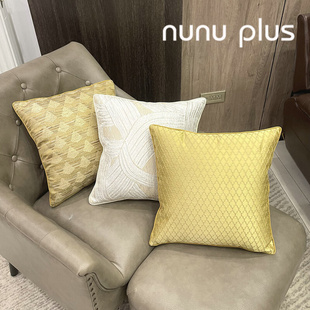 黄白撞色抱枕，三件套现代沙发客厅样板间，轻奢靠垫靠包腰枕