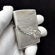 之宝zippo打火机，日版原版贴章银色永恒的爱之翼翅膀-2-38a