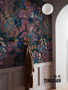 美式复古印花客厅沙发背景墙壁纸酒店公寓环保定制墙布装饰壁画