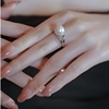 S925纯银珍珠戒指女小众设计独特开口可调节指环轻奢高级感食指戒