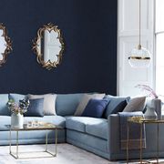 深宝蓝丝绸质感光面，壁布环保无缝墙布高端无甲醛深蓝色背景