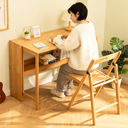 折叠书桌电脑桌子办公桌学生，家用小型台式实木卧室工作台床边写字