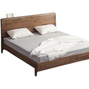 北美黑胡桃木北欧全实木定制家具，主卧双人床1.8米简约婚床