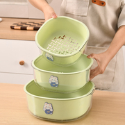 沥水篮洗菜盆双层厨房大号洗菜篮子塑料，水果盘客厅茶几家用