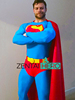 二次元漫展cosplay服装男蓝色，超人紧身衣超级英雄连体衣含披风